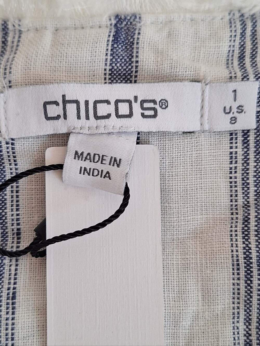 NWT Chico's White and Blue Striped Cropped Blazer - Picture 9 of 11